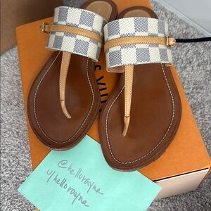 Louis Vuitton Damier Azur Palma Flat Thong Sandals